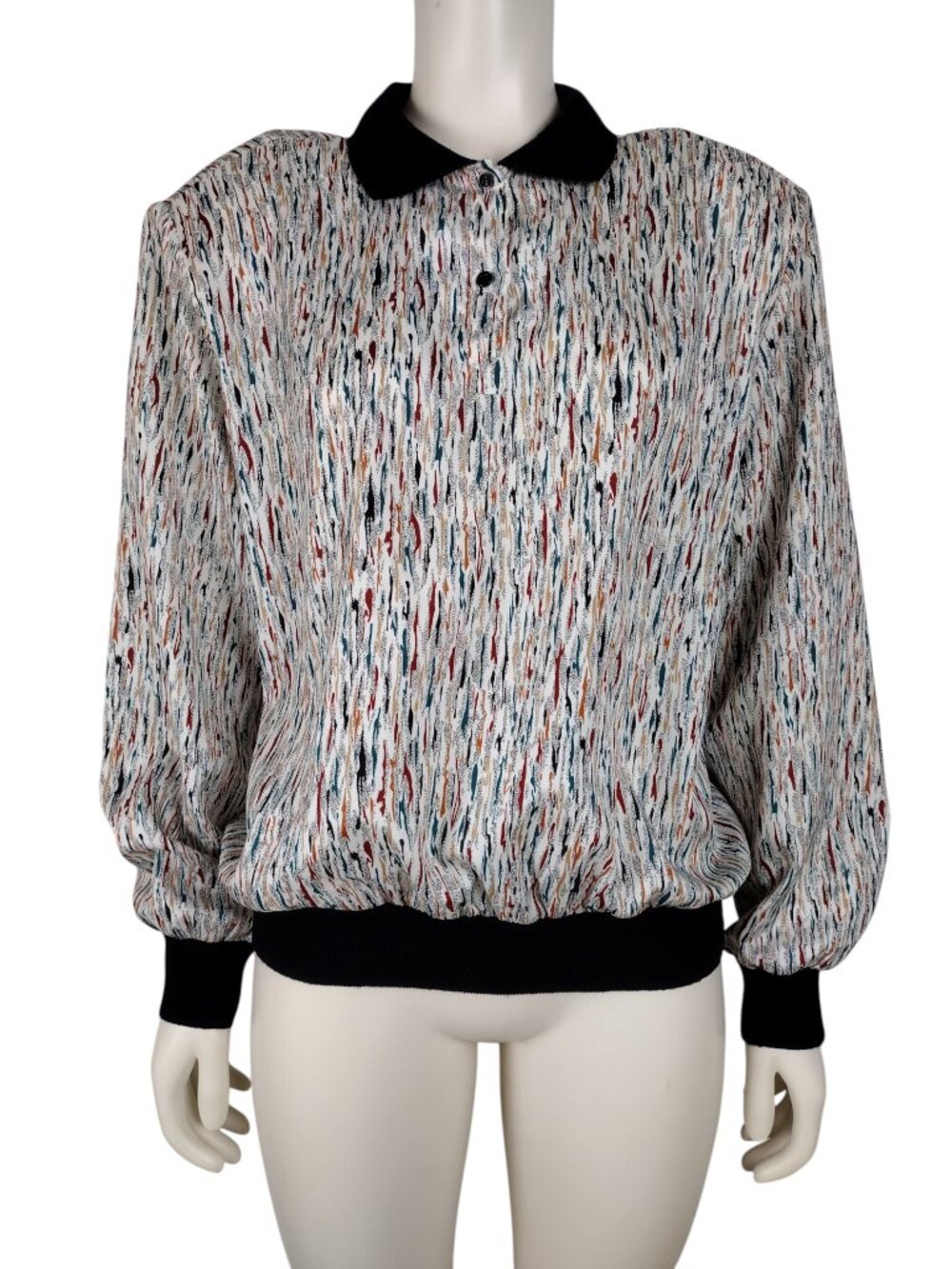 Vintage 1980s Sheridan Square Multicolored Collared Long Sleeve Pullover Blouse